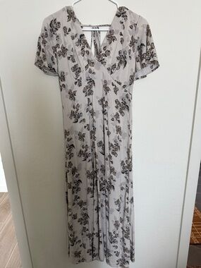 Floral Maxi Dress in Taupe and Brown